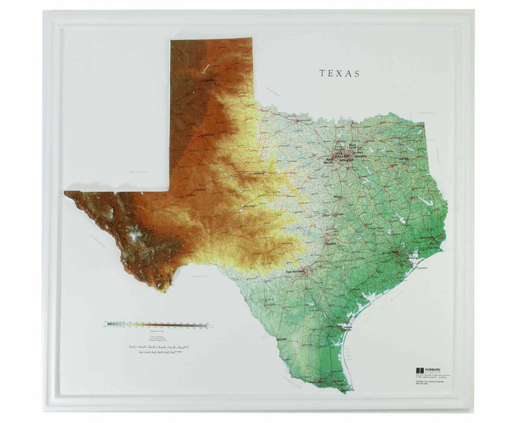 Texas Natural Color 3D Raised Relief Map