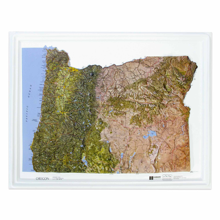 Raised relief map of Oregon