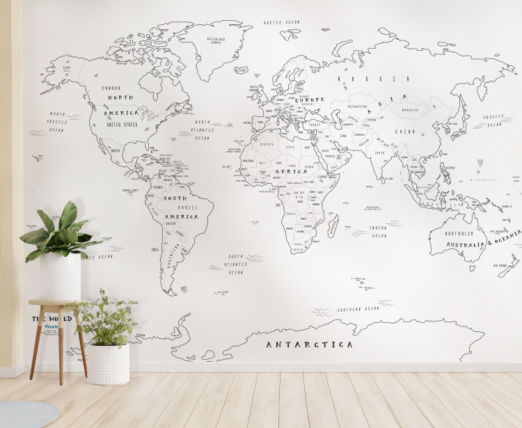world outline map black and white