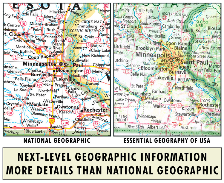 Essential Geography of the United States Wall Map Mural | World Maps Online