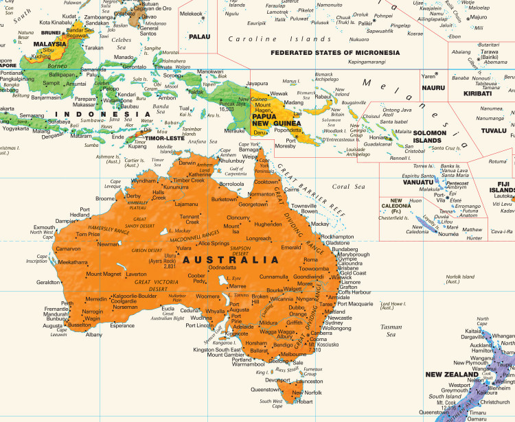 Political World Wall Map - Pacific Rim View | World Maps Online
