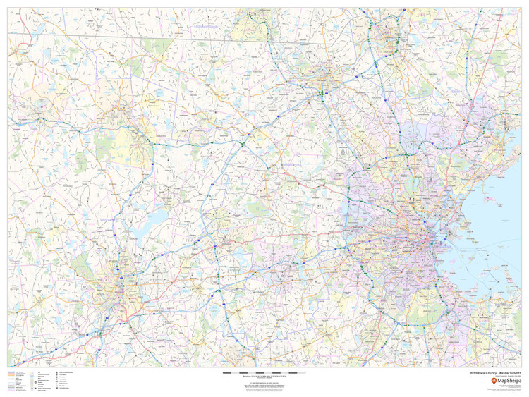 Middlesex County, Massachusetts Wall Map
