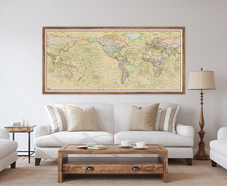 World Political Antique Ocean Wall Map by Compart Maps, image 1, World Maps Online