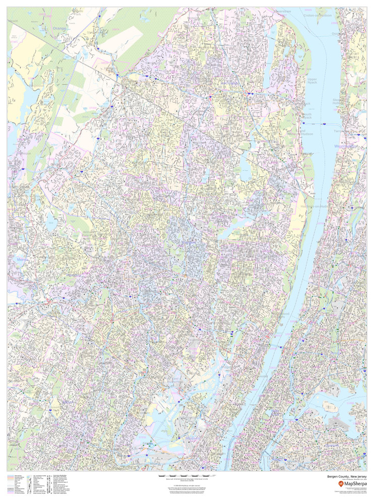 Bergen County, New Jersey Wall Map
