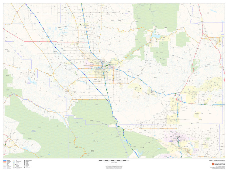 Kern County, California Wall Map