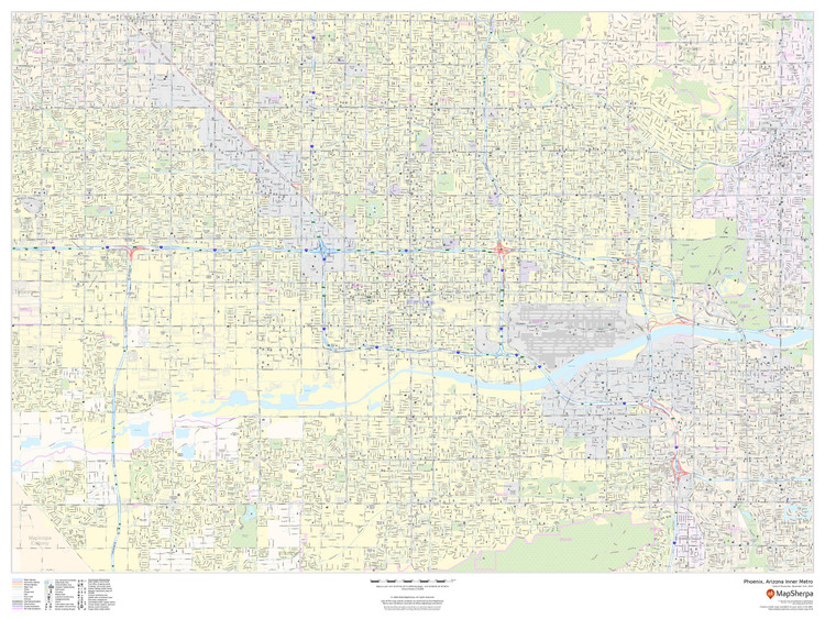 Phoenix, Arizona Inner Metro - Landscape Wall Map