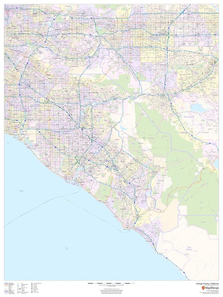 Orange County, California Wall Map