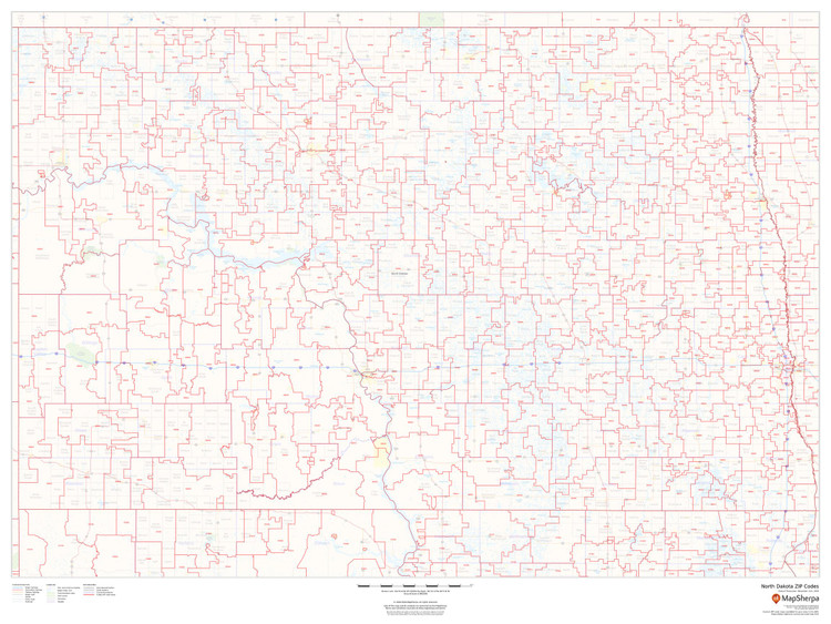 North Dakota ZIP Code Map