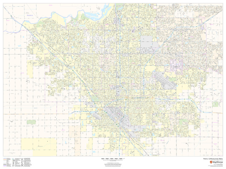 Fresno, California Inner Metro - Landscape Wall Map