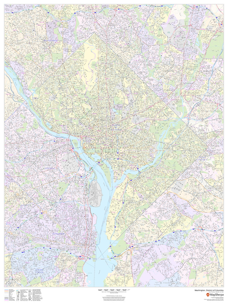 Washington, District of Columbia - Portrait Wall Map