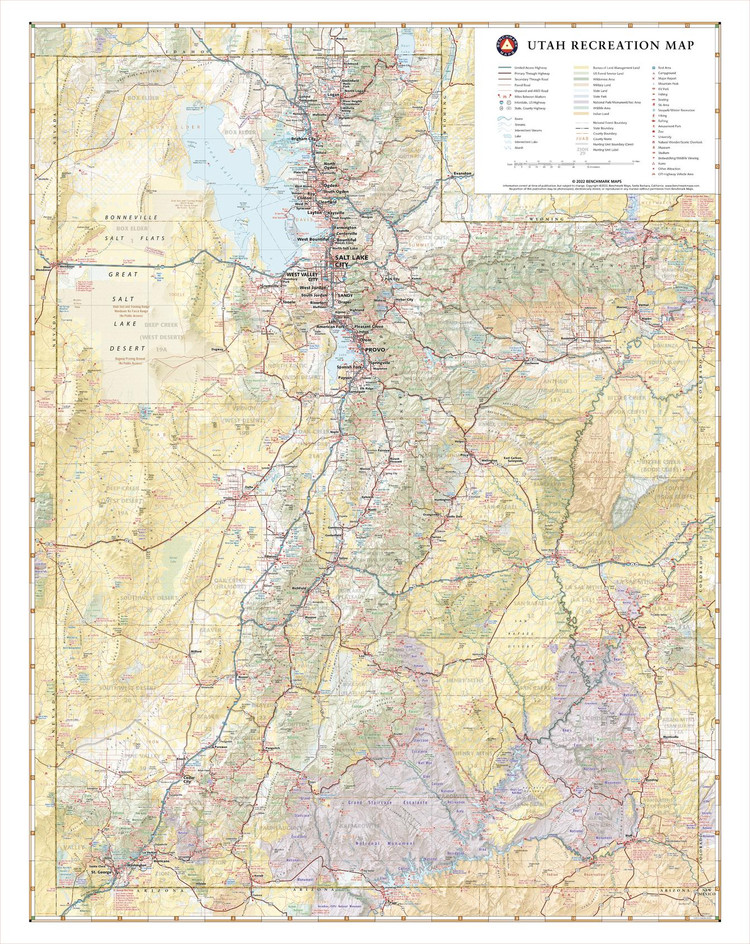 Utah Recreation Wall Map