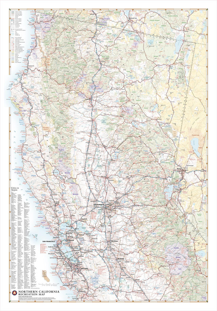 Northern California Recreation Wall Map