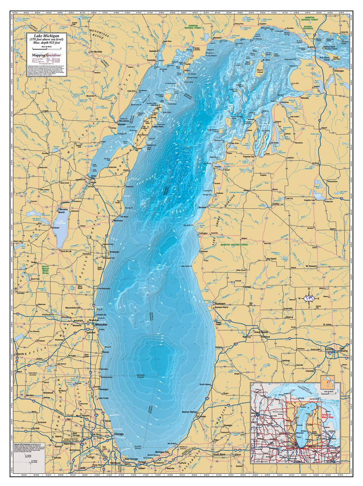 Lake Michigan Wall Map