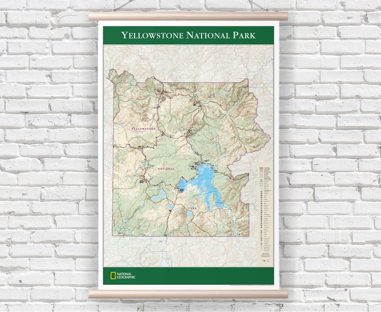 Yellowstone National Park Wall Map by National Geographic Trails Illustrated