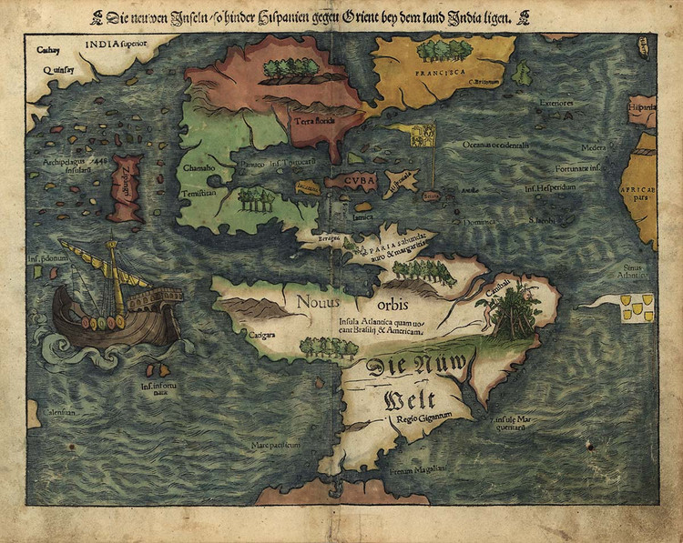 The Americas Vintage Map - 1550 - Digital Download