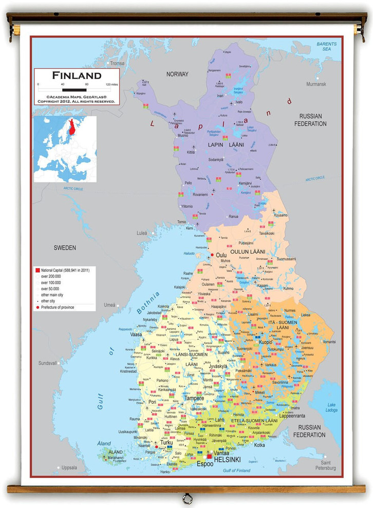 Finland Political Educational Map from Academia Maps, image 1, World Maps Online