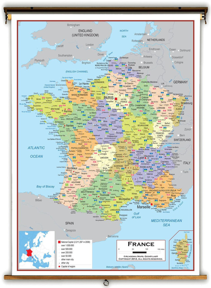 France Political Educational Map from Academia Maps, image 1, World Maps Online