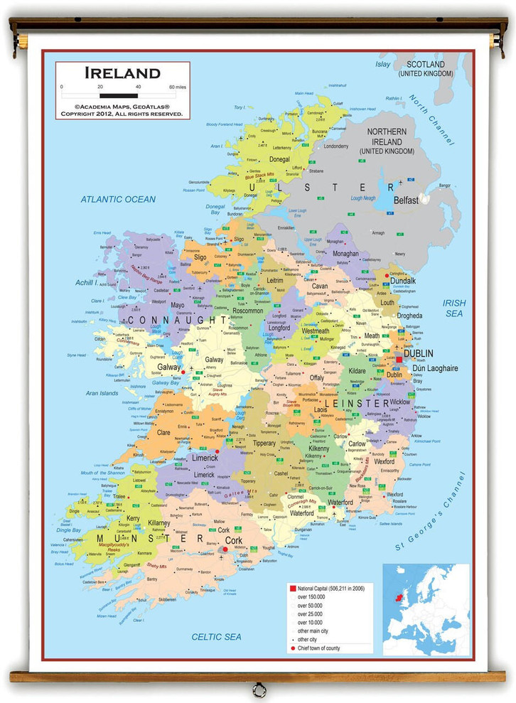 Ireland Political Educational Map from Academia Maps, image 1, World Maps Online