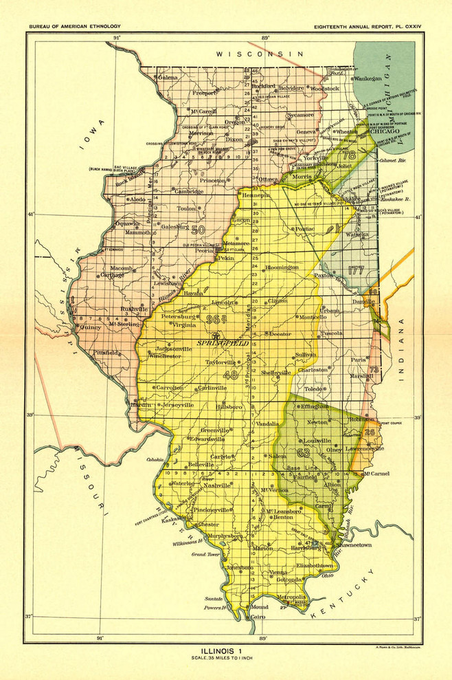 Historical Map of Illinois - Indian Lands - 1896, image 1, World Maps Online