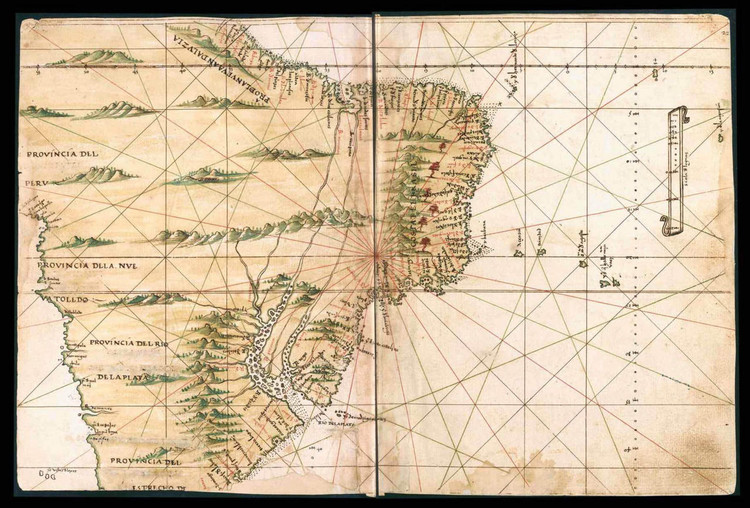 Historical Map of Brazil & Peru - General Atlas of All the Islands in the World - 1539, image 1, World Maps Online