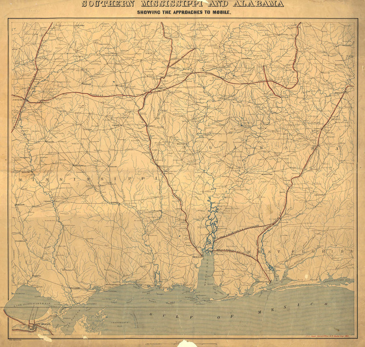 Historic Railroad Map of the Southern United States - 1863, image 1, World Maps Online