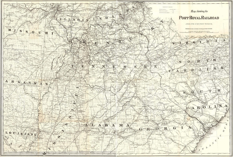 Historic Railroad Map of the Southern United States - 1870, image 1, World Maps Online