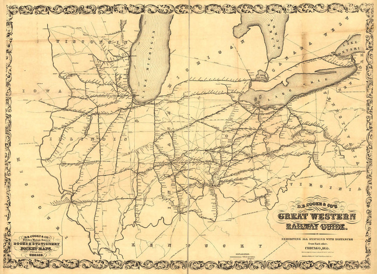 Historic Railroad Map of the Midwest - 1855, image 1, World Maps Online