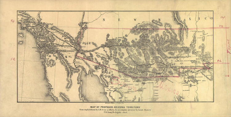 Historic Railroad Map of the Southwest United States - 1857, image 1, World Maps Online