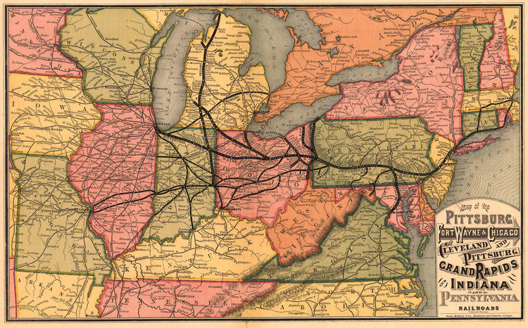 Historic Railroad Map of the Northeastern United States - 1874, image 1, World Maps Online