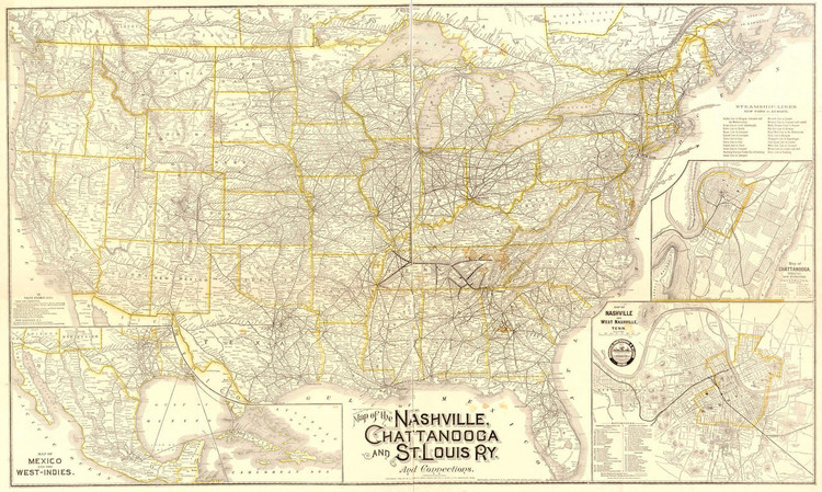 Historic Railroad Map of the United States - 1889, image 1, World Maps Online