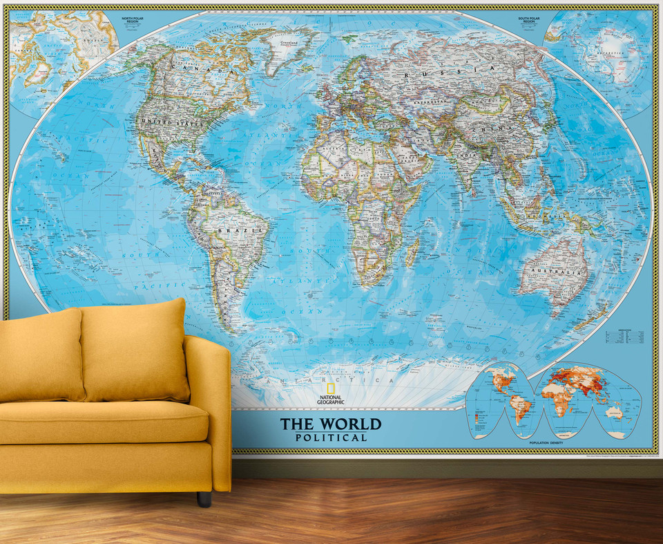 World Political Map Murals World Maps Online Ng Wo1 1 National Geographic World Classic Map Mural Room 33387.1709578998 