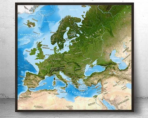 Satellite Image Maps of Continents