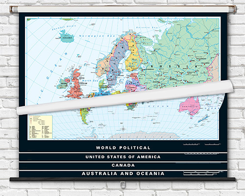 Set of 2 educational maps (in English) - World