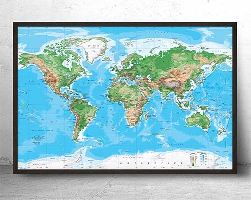 World Physical Wall Maps