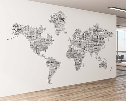 Typography Map Wall Murals