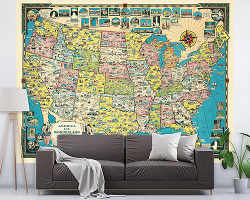 United States Vintage & Antique Map Murals