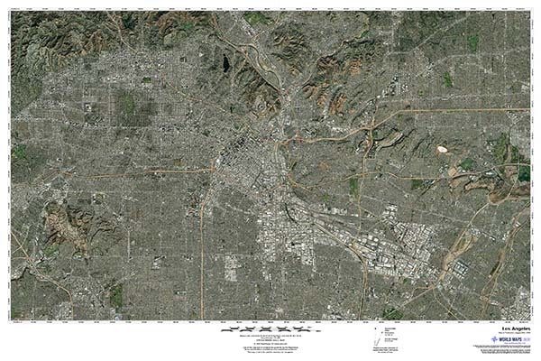 Los Angeles Satellite Imagery Map with Labels