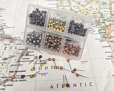 Metallic Push Pins for Pinboard Map
