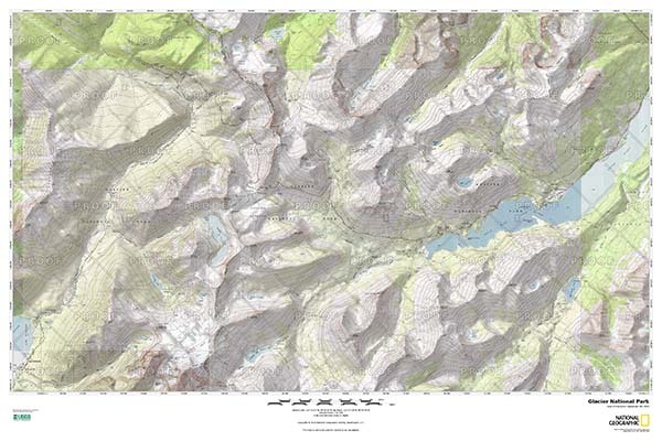 National Geographic Custom Printed Topo Map of Glacier National Park