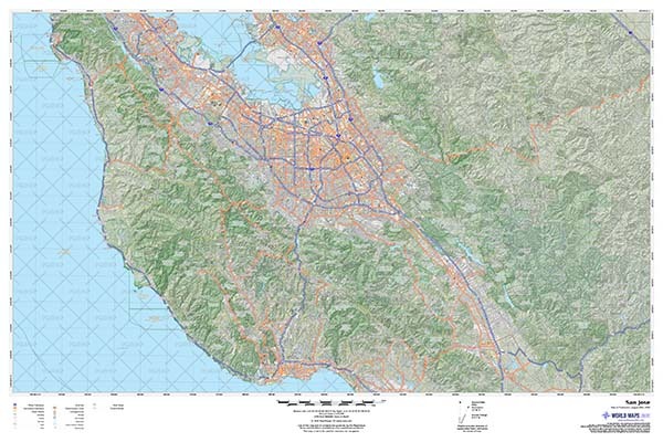 San Jose Metro Area Terrain Map