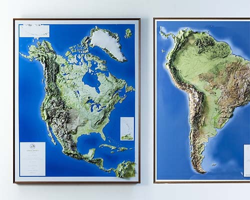 Continent 3D Raised Relief Maps