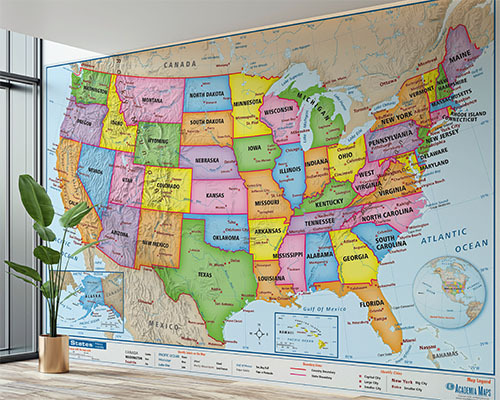 United States Political Map Murals