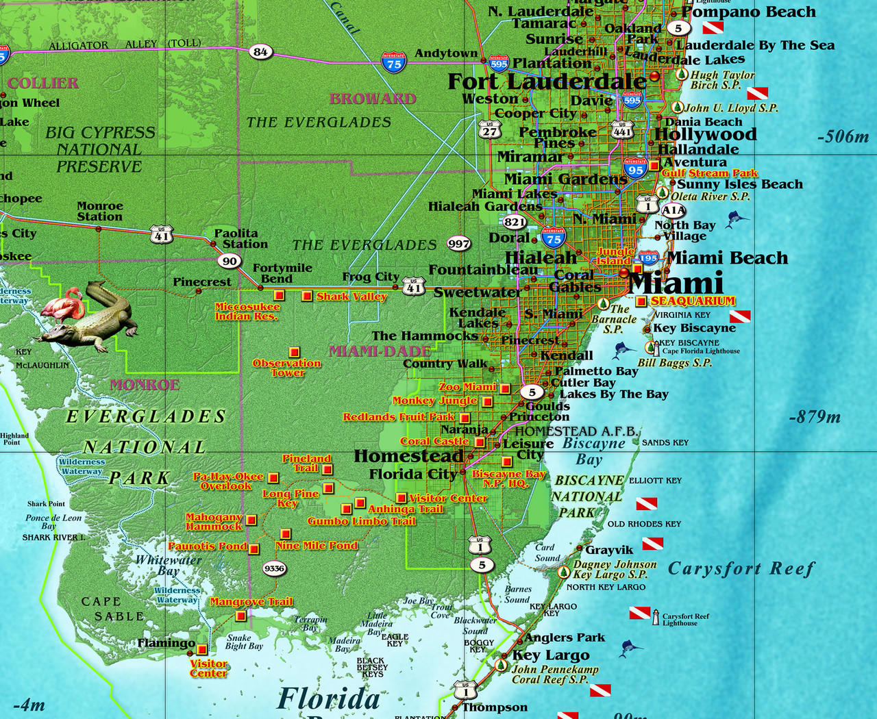South Florida Maps Cities Google Maps Loses Major Florida City Cm Fl 1 Florida Illustrated Wall Map Detail 1 31308 