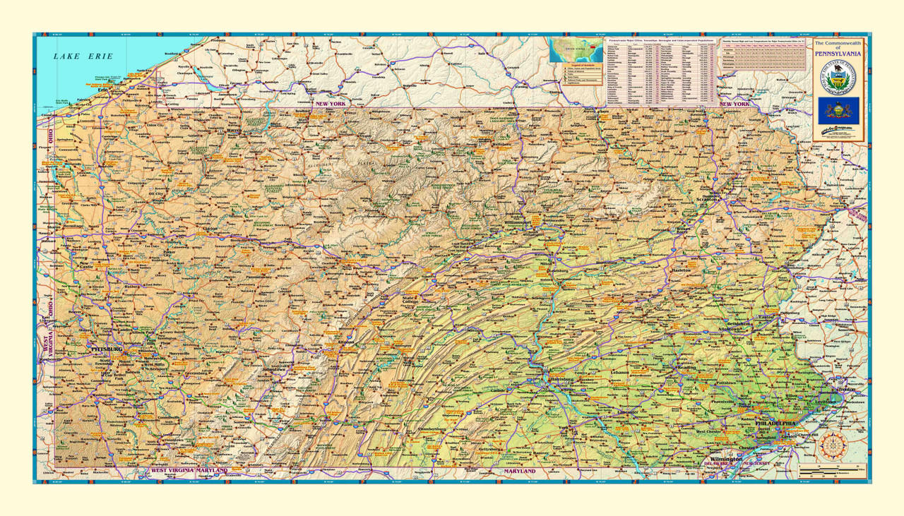 Pa Rft Map Pennsylvania Physical Map By Mapscom From Mapscom Worlds Largest