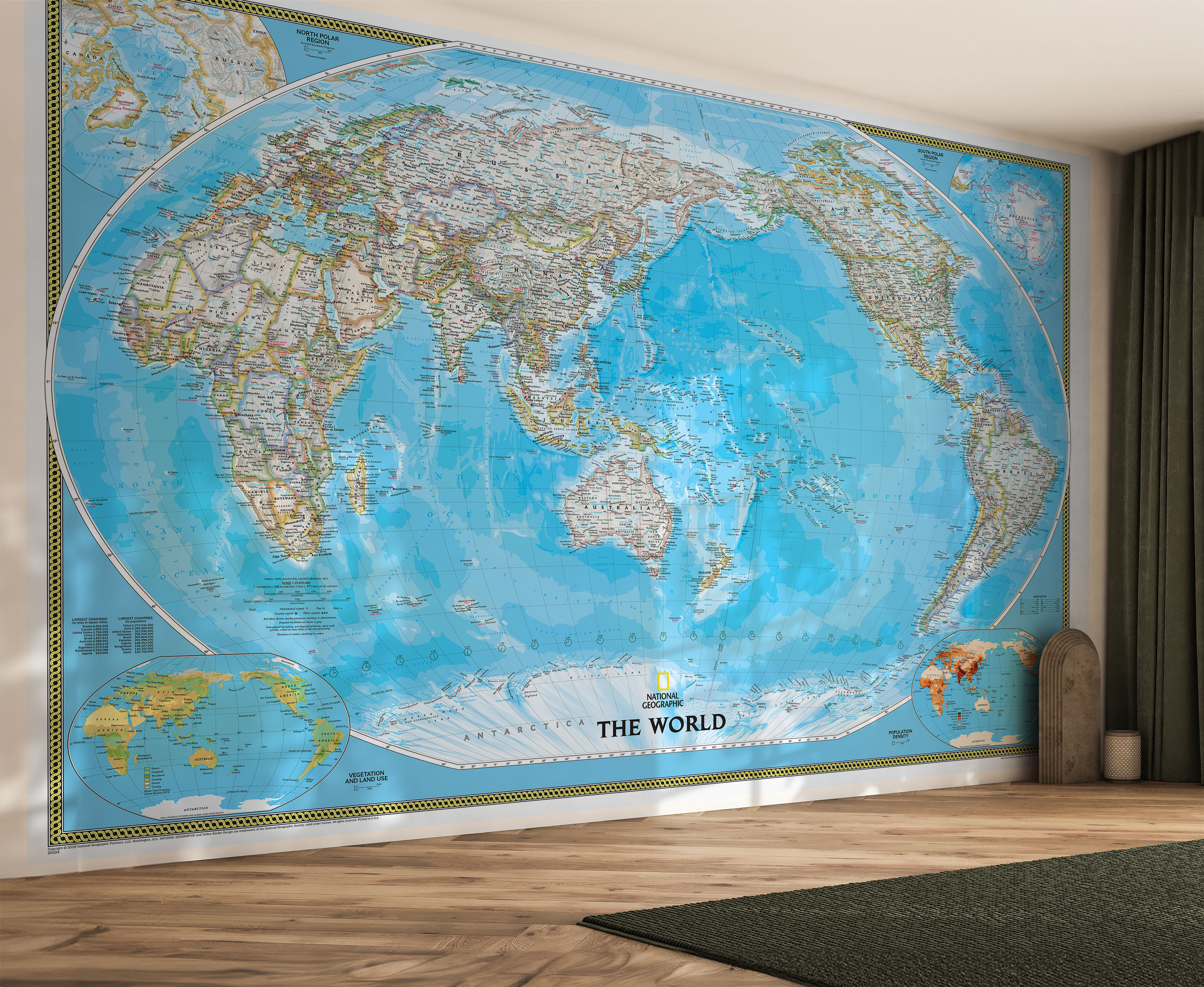 National Geographic World Map Mural Classic Pacific Centered Ng Wo1 5 National Geographic World Classic Pacific Centered Map Mural Room 62844.1714778903 