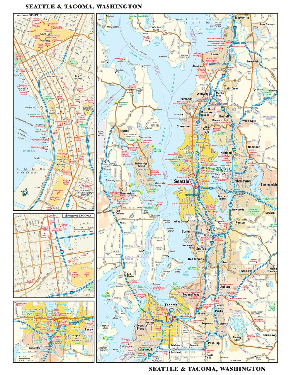 March Map Seattle Seattle Map Free Printable Maps