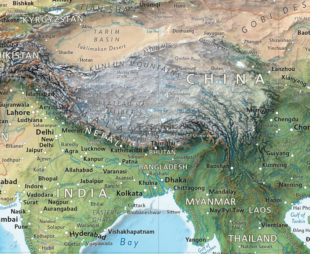 physical map of nepal