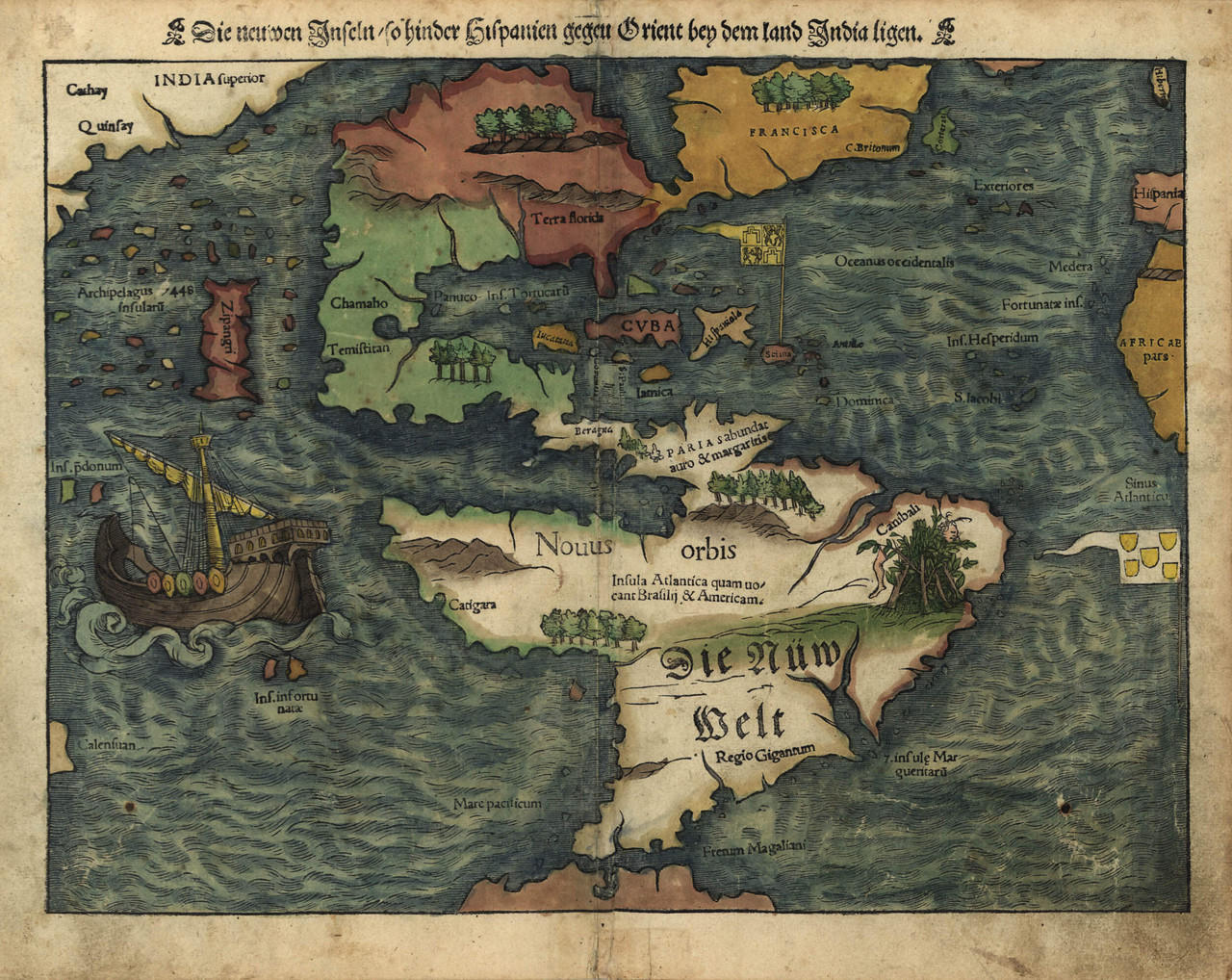 The Americas Vintage Map Print (1550)| World Maps Online