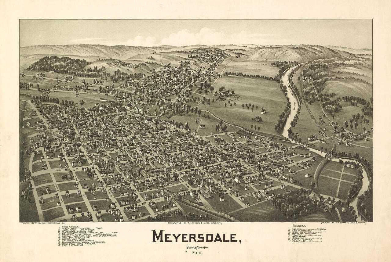 Meyersdale, PA Vintage Map Print (1900)| World Maps Online