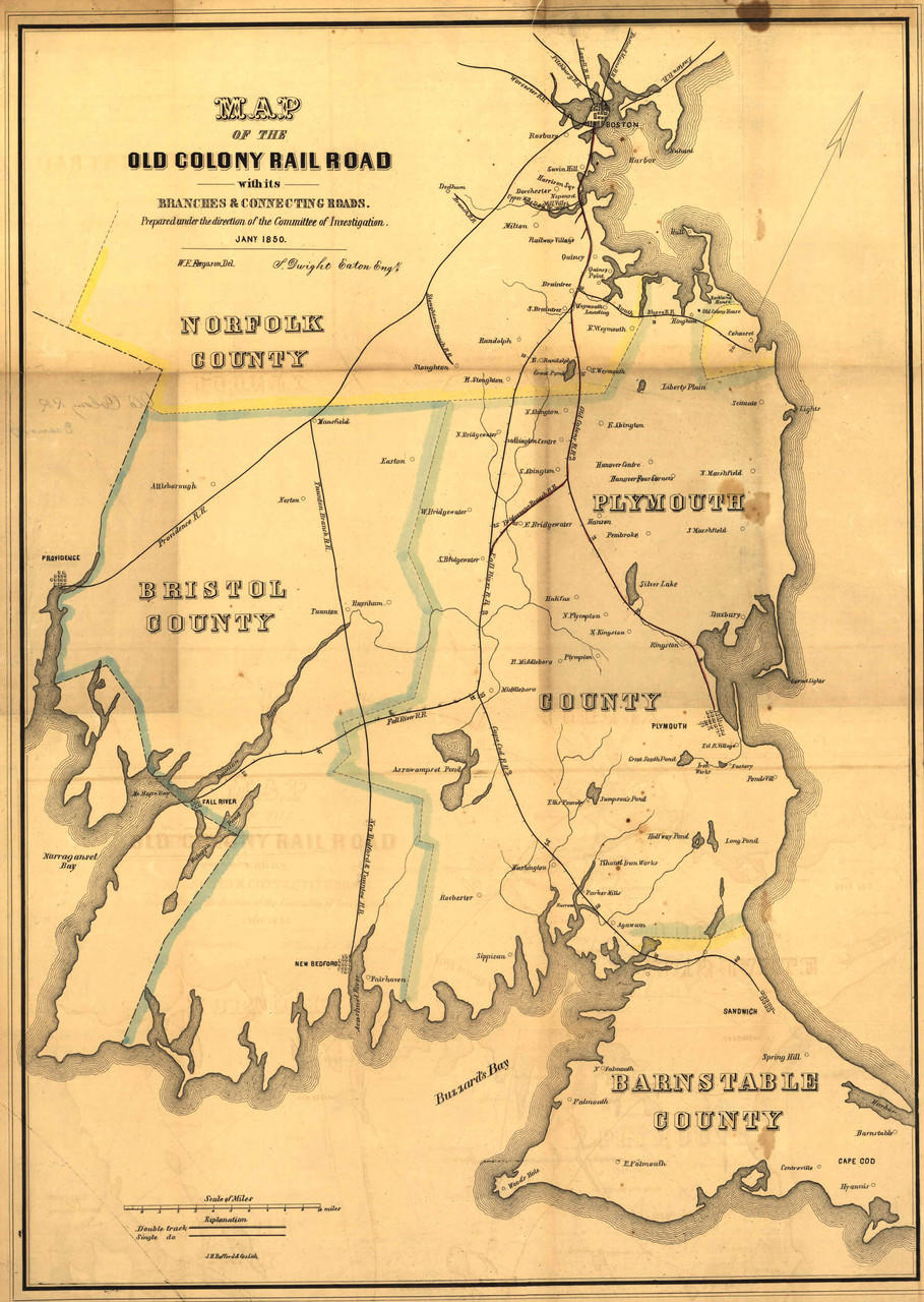 Historic Railroad Map of Massachusetts 1850 World Maps Online